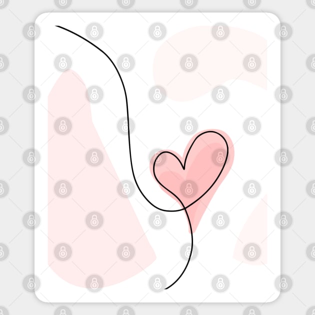 Heart One Line Art - Abstract Heart Single Line - Heart Continuous Line Sticker by Tilila